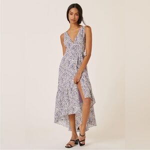 Anthropologie Hutch Floral High-Low Wrap Midi Dress size L